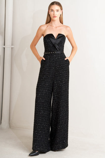 Black Tie Tweed Jumpsuit