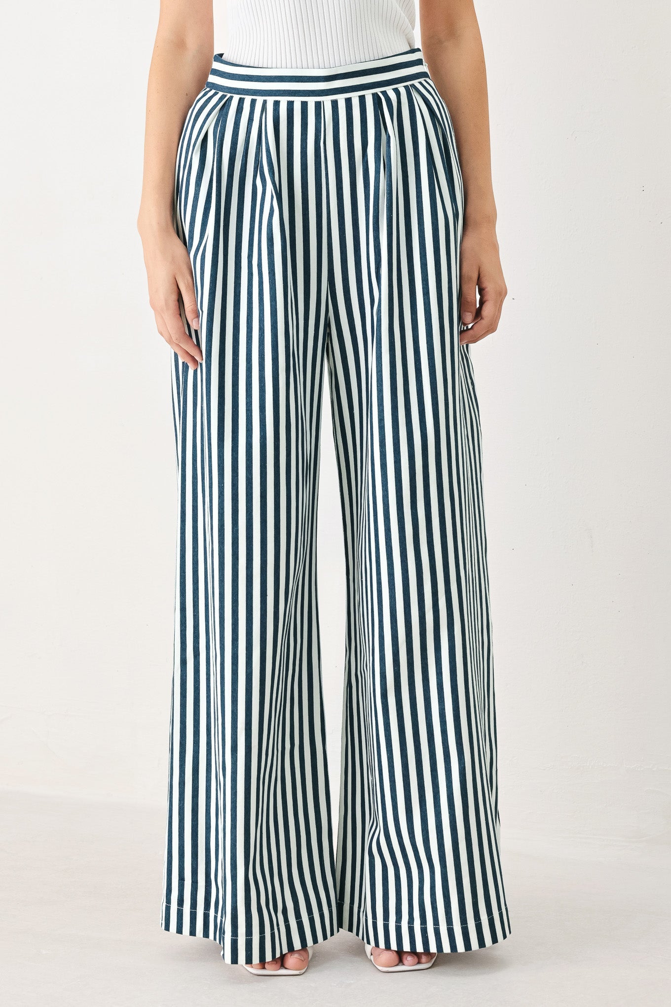 Marina Striped Wide-Leg Pants