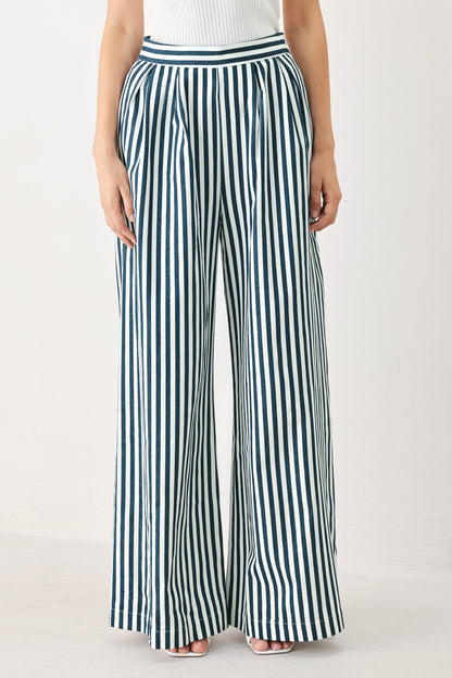 Marina Striped Wide-Leg Pants
