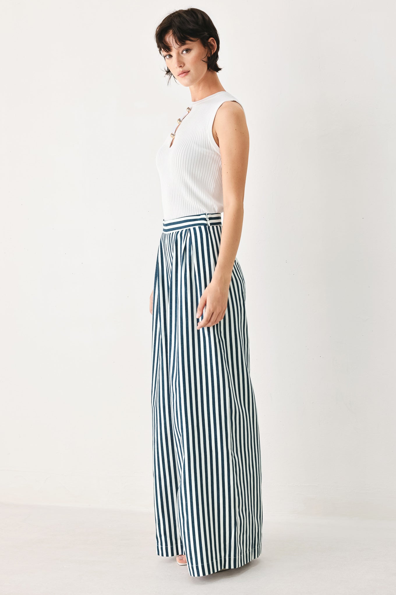 Marina Striped Wide-Leg Pants
