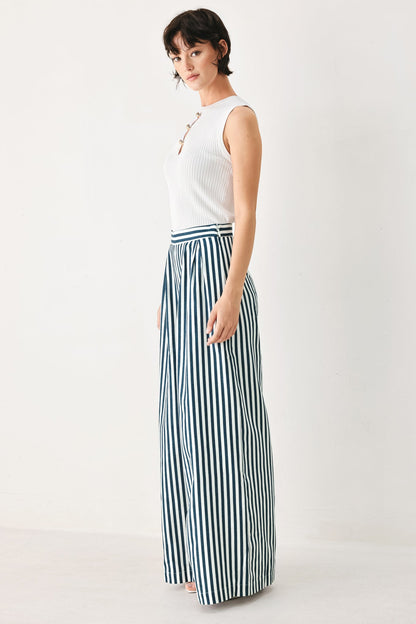 Marina Striped Wide-Leg Pants
