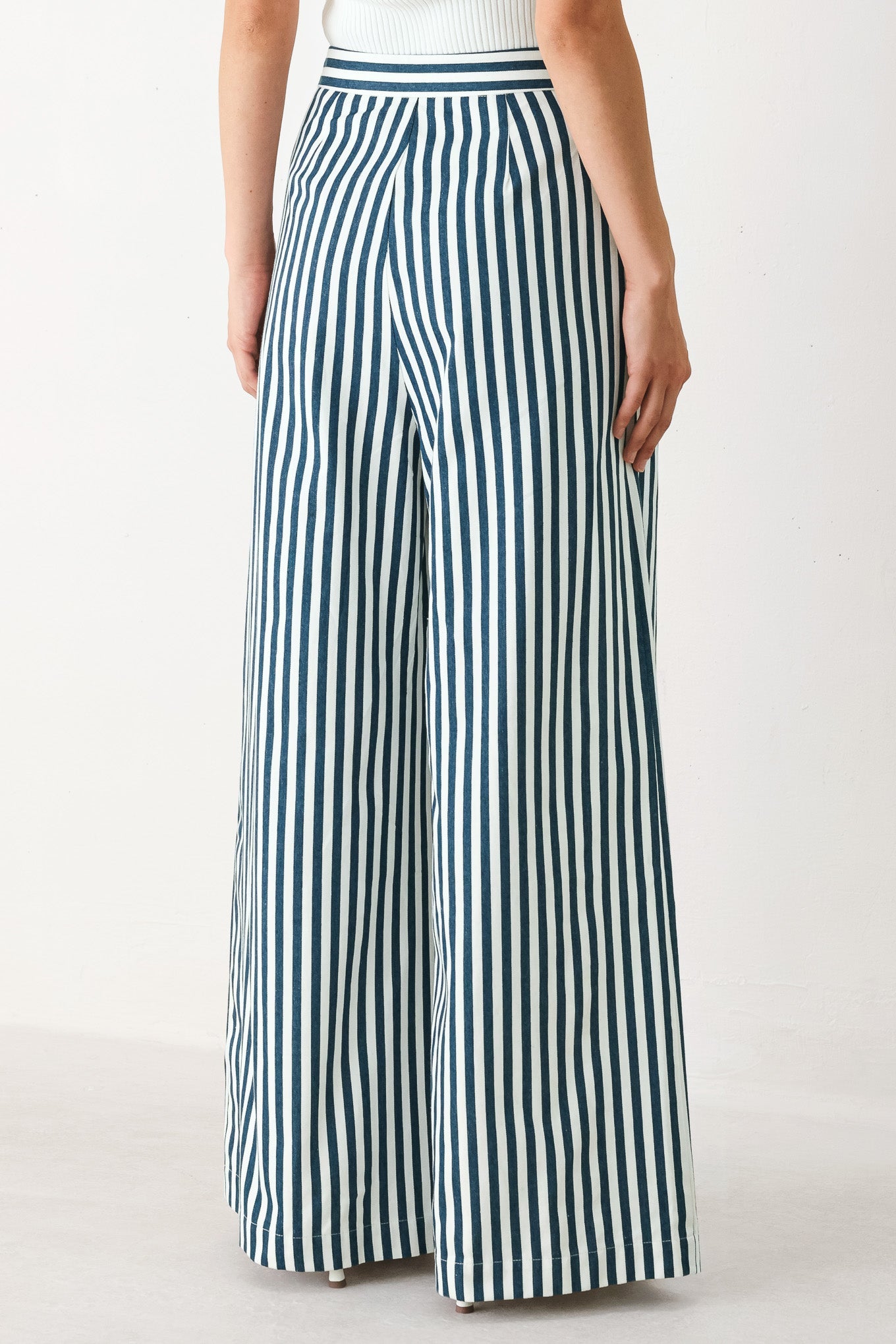 Marina Striped Wide-Leg Pants