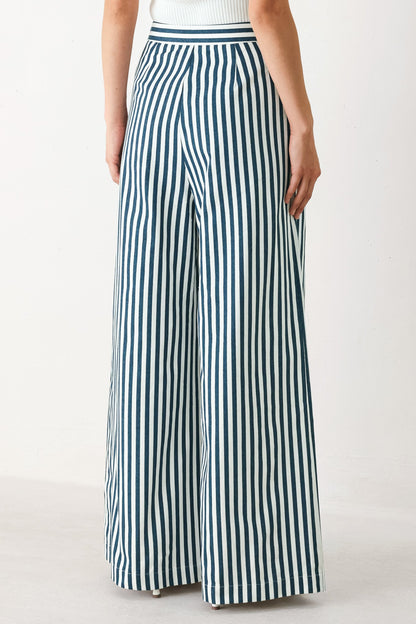 Marina Striped Wide-Leg Pants