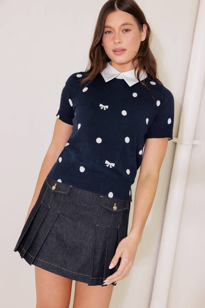 Parisienne Polka Dot Collar Sweater
