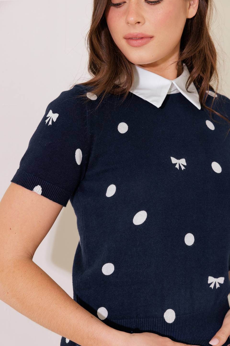 Parisienne Polka Dot Collar Sweater