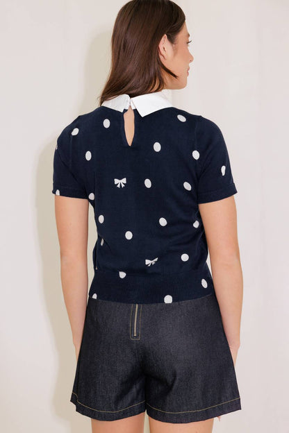 Parisienne Polka Dot Collar Sweater