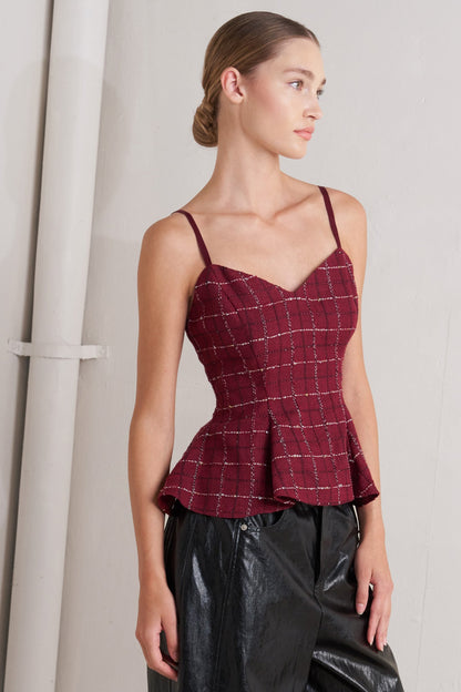 Bordeaux Tweed Peplum Cami