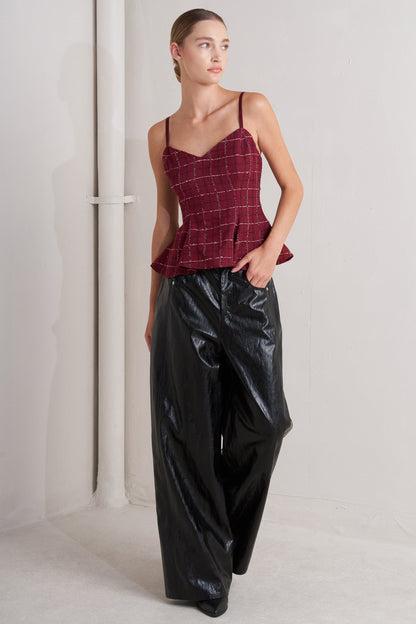 Bordeaux Tweed Peplum Cami