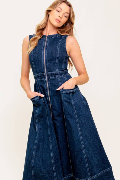 Sunday Brunch Denim Midi Dress