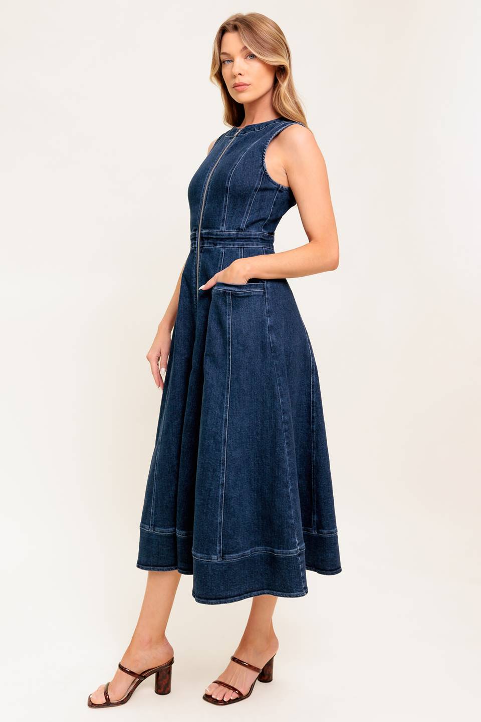 Sunday Brunch Denim Midi Dress