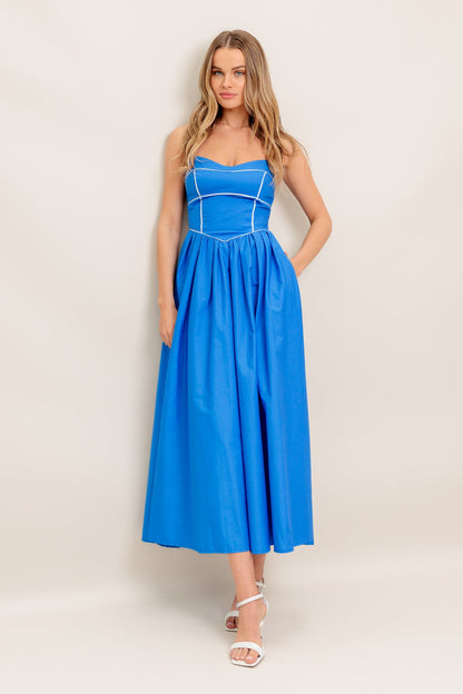 Azure Enchantment Corset Midi Dress