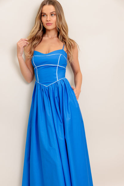 Azure Enchantment Corset Midi Dress