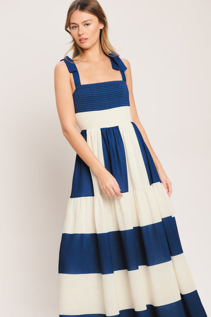 Coastal Cabana Bow-Tie Maxi Dress