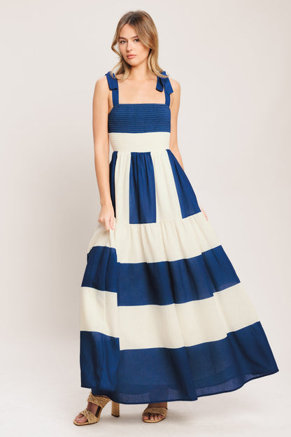Coastal Cabana Bow-Tie Maxi Dress