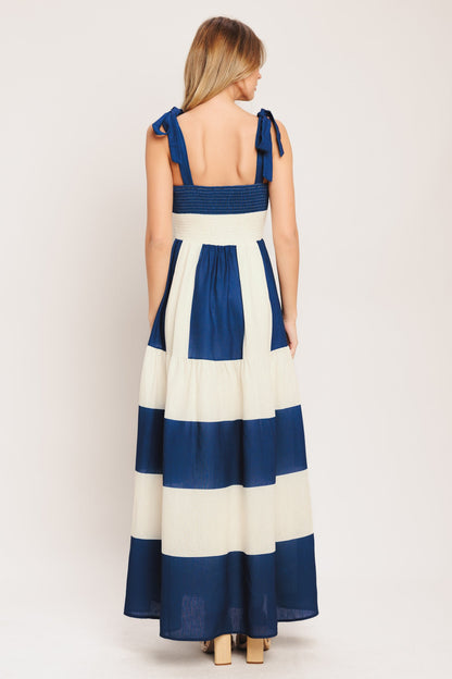 Coastal Cabana Bow-Tie Maxi Dress