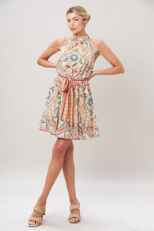 Sundial Halter Mini Dress