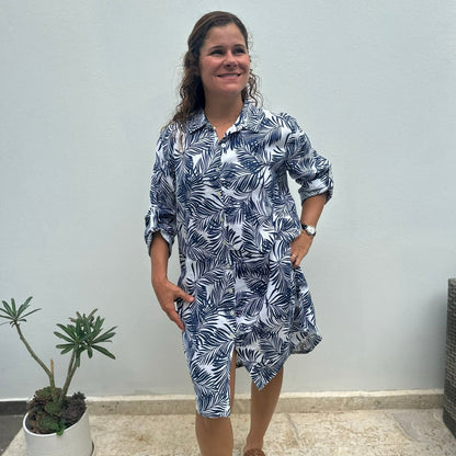 Palmeras Shirt Linen Dress