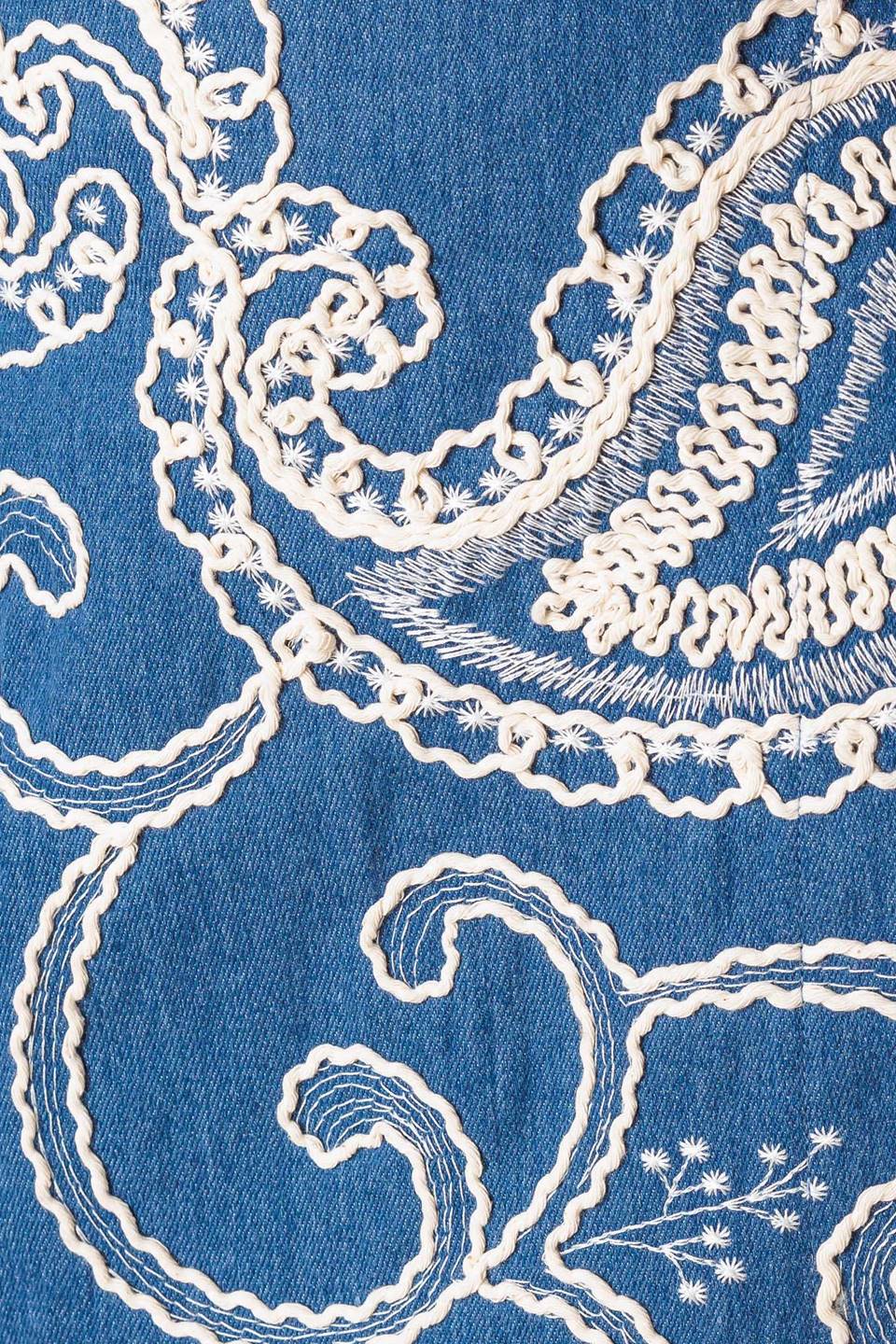 Artisan Scroll Embroidered Denim Skort