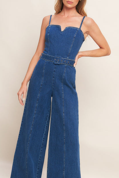 Washed Denim Jumpsuit