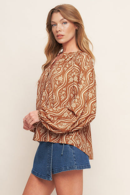 Paisley Print Bohemian Blouse