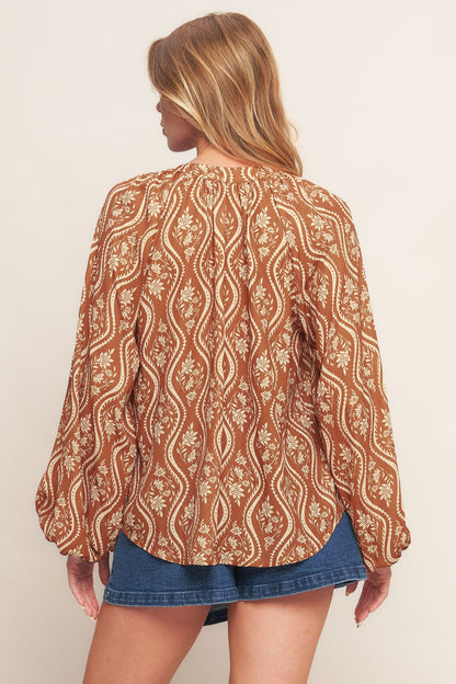 Paisley Print Bohemian Blouse