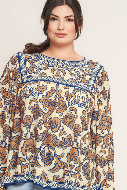 Mediterranean Tile Print Blouse