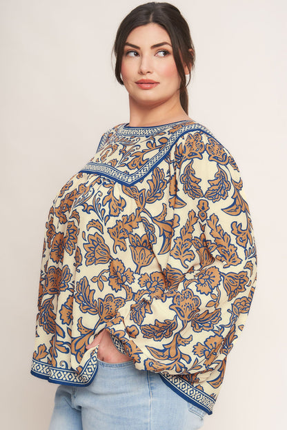 Mediterranean Tile Print Blouse