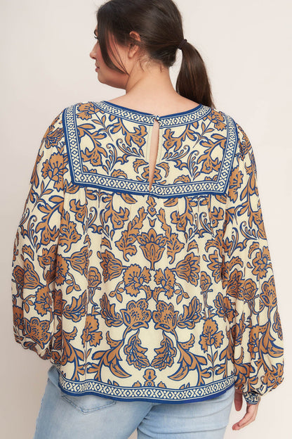 Mediterranean Tile Print Blouse