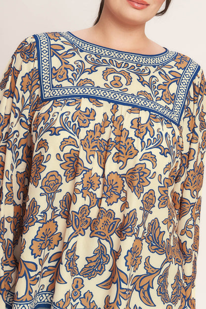 Mediterranean Tile Print Blouse