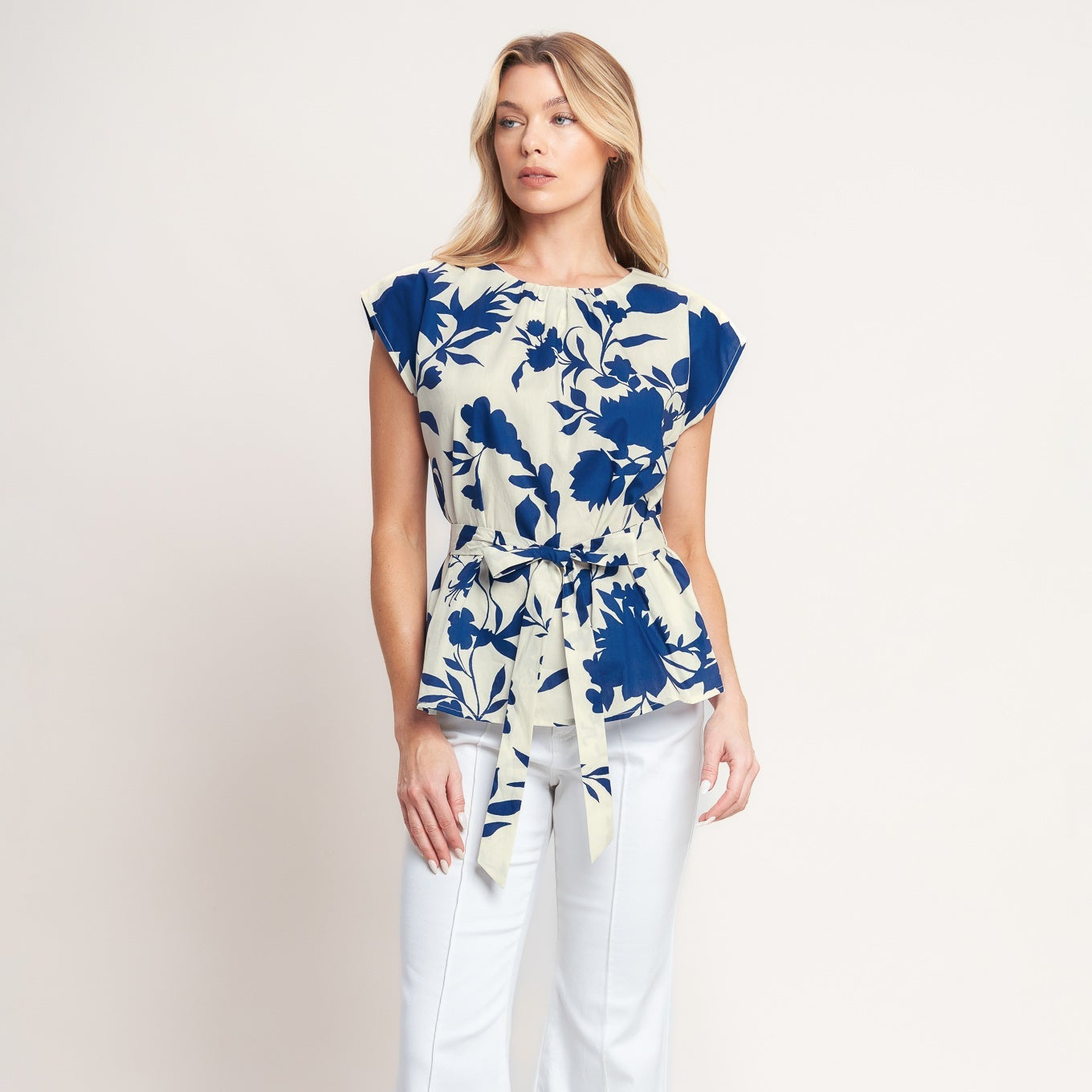 Porcelain Garden Belted Blouse