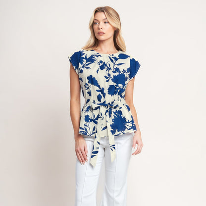 Porcelain Garden Belted Blouse