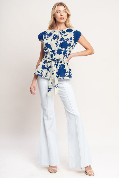 Porcelain Garden Belted Blouse