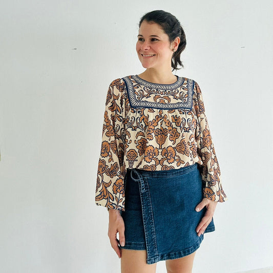 Mediterranean Tile Print Blouse
