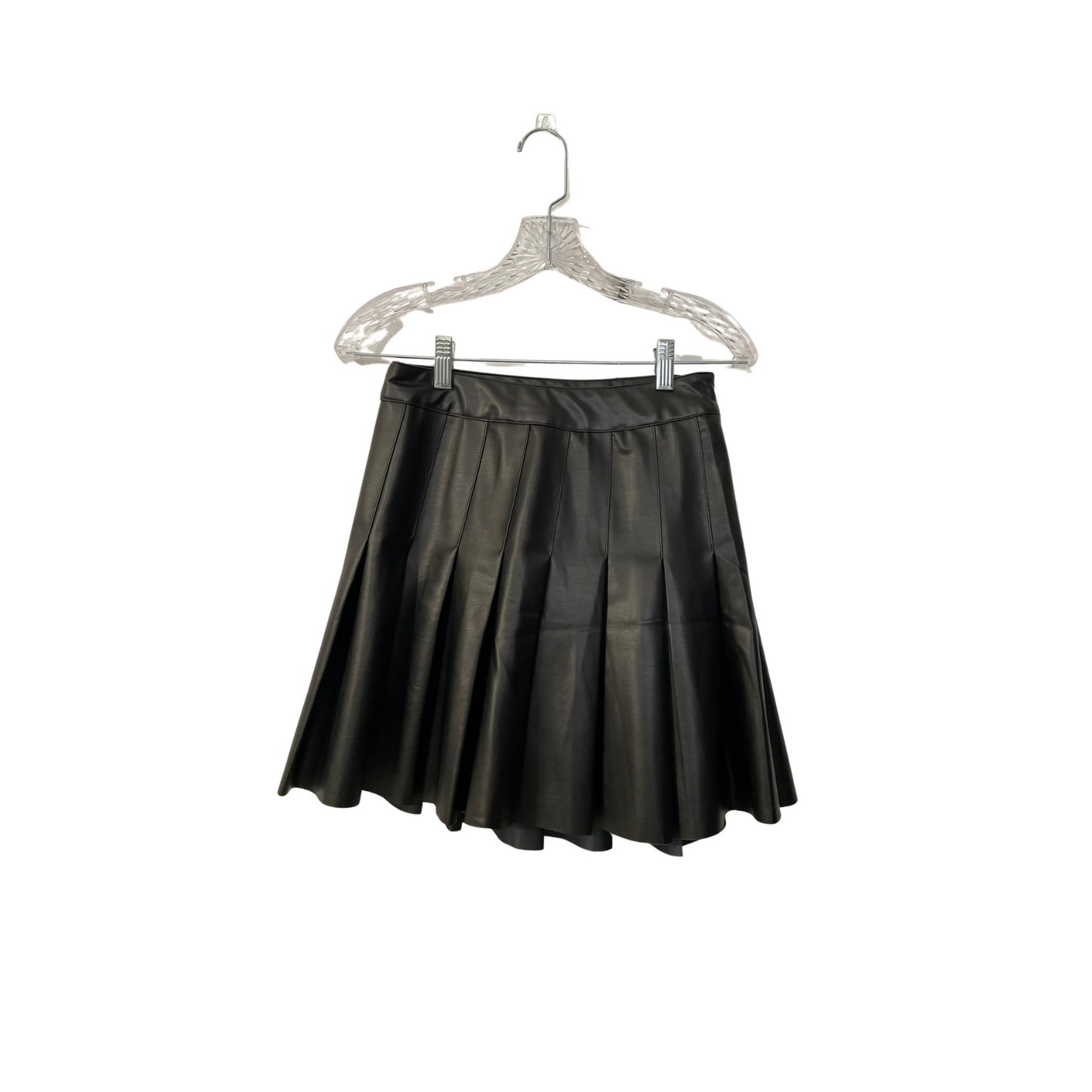 Black Leather Pleated Skirt