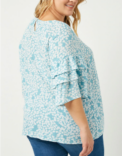 Sophia - Blue Floral Top